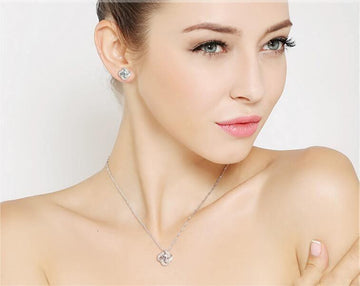 New Four Leaf Clover Flower 925 Silver Choker Necklace Pendant - The Jewellery Supermarket